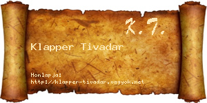 Klapper Tivadar névjegykártya